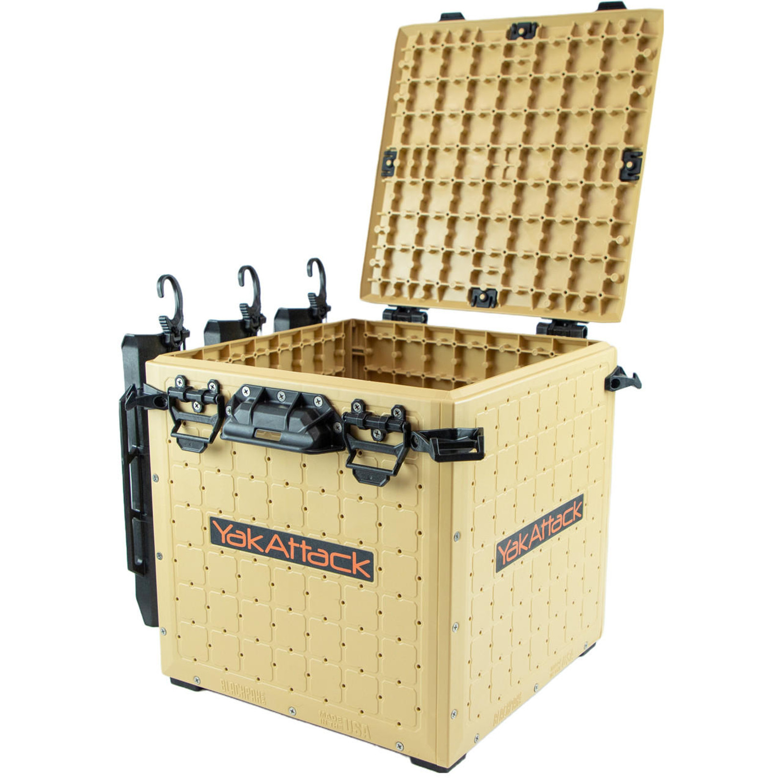 Yakattack BlackPak Pro, 13x13x13, Desert Sand, Includes lid and 3 rod holders
