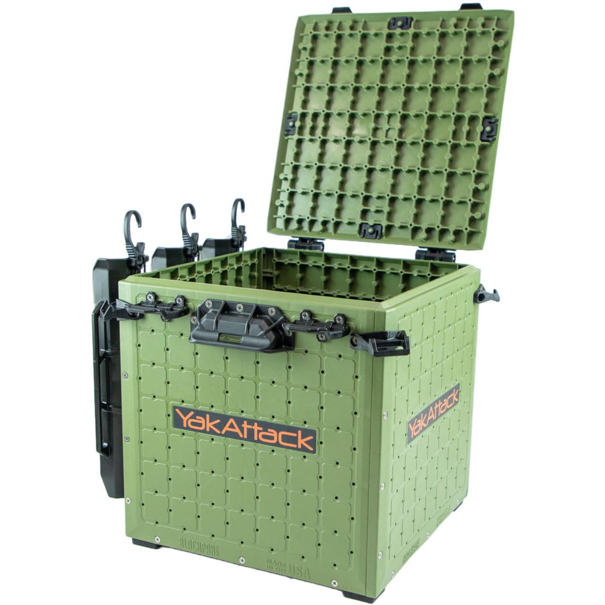 Yakattack BlackPak Pro, 13 x 13 x 13, Green, Includes lid and 3 rod holders