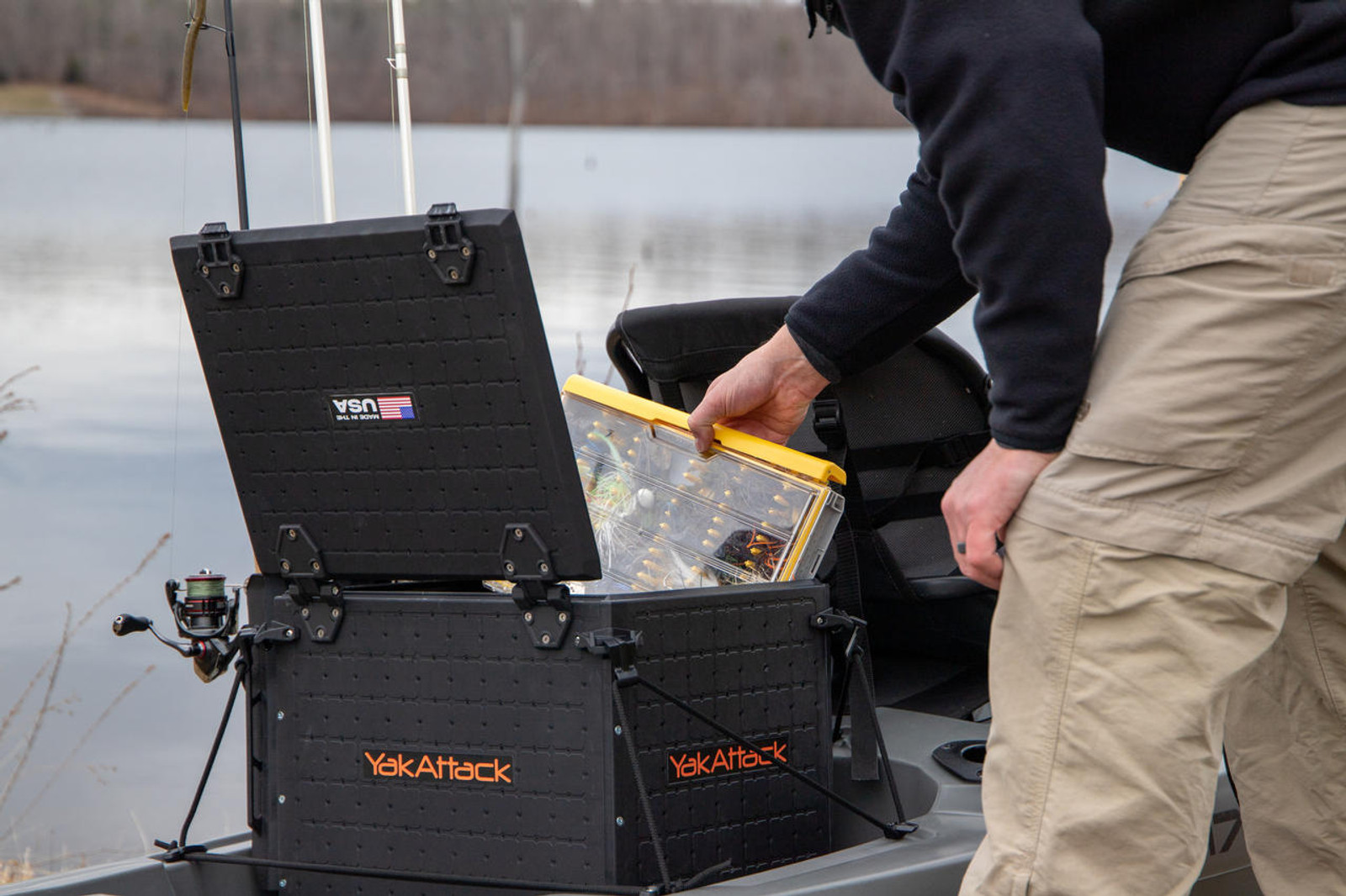 Yakattack BlackPak Pro, 13 x 16 x 13, Black, Includes lid and 4 rod holders - 2
