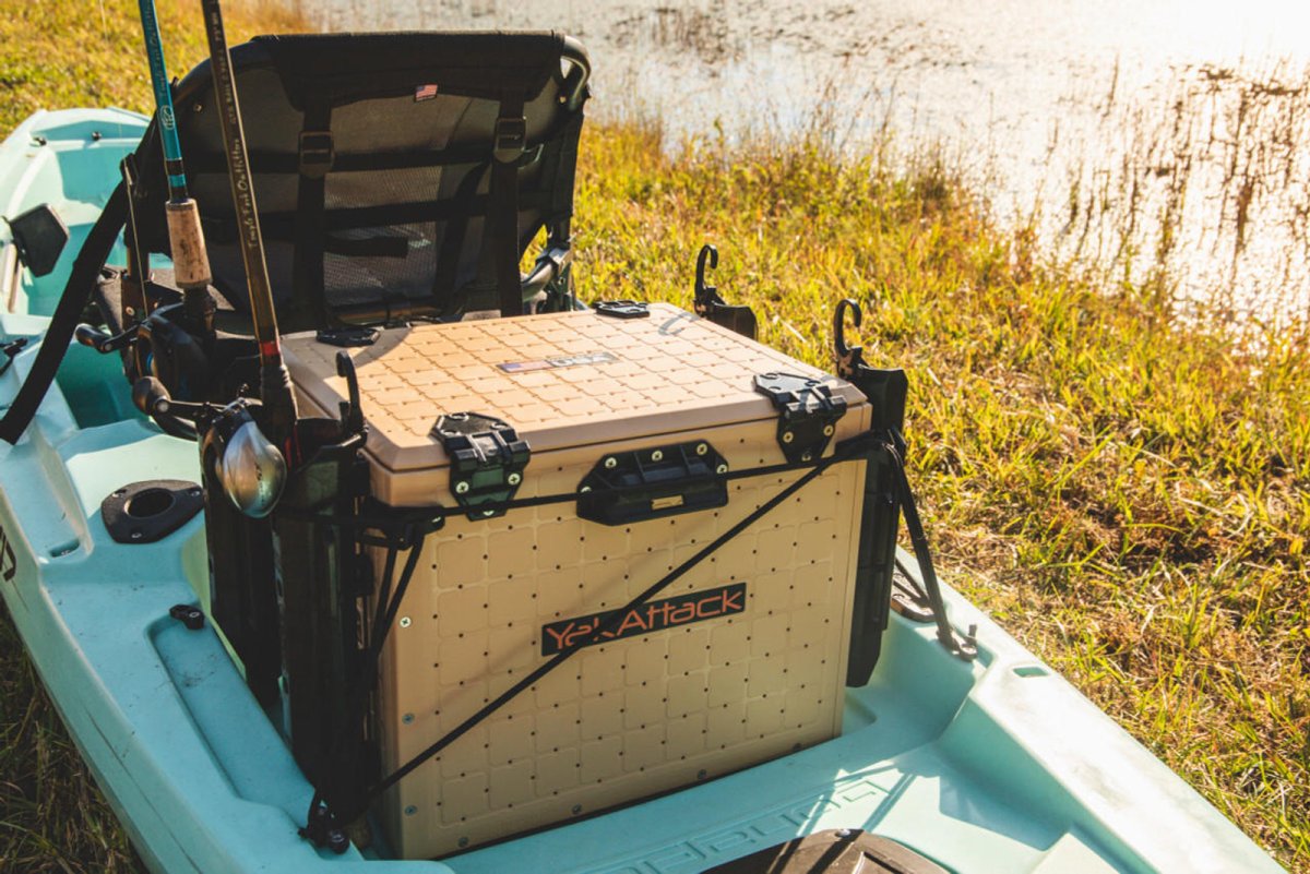 Yakattack BlackPak Pro, 13x16x13, Desert Sand, Includes lid and 4 rod holders - 5