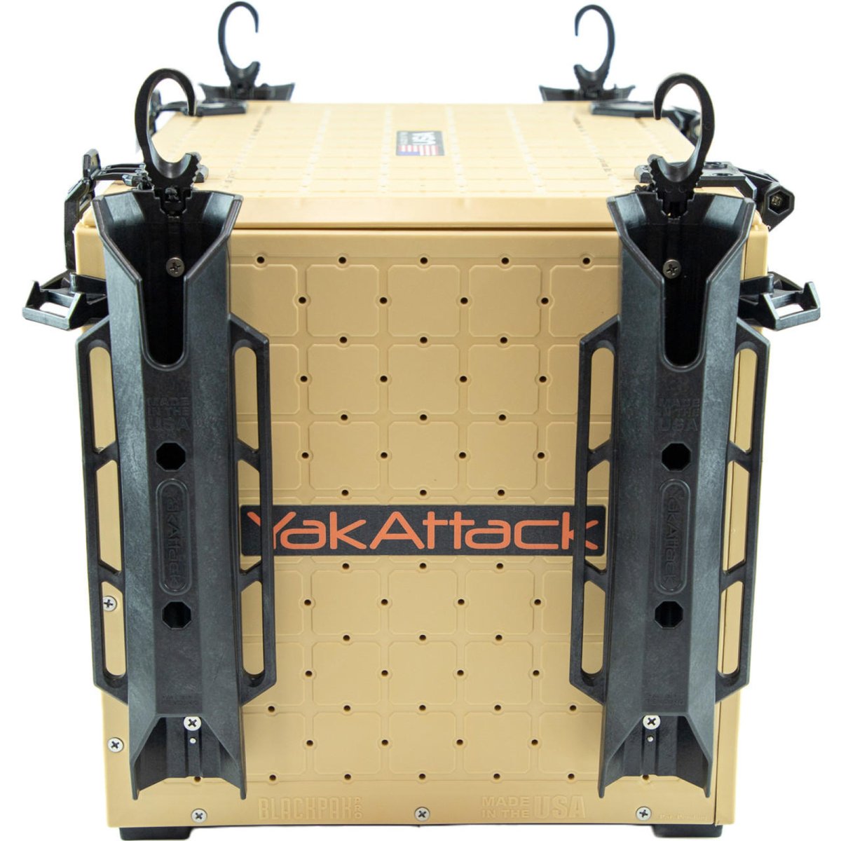 Yakattack BlackPak Pro, 13x16x13, Desert Sand, Includes lid and 4 rod holders - 9