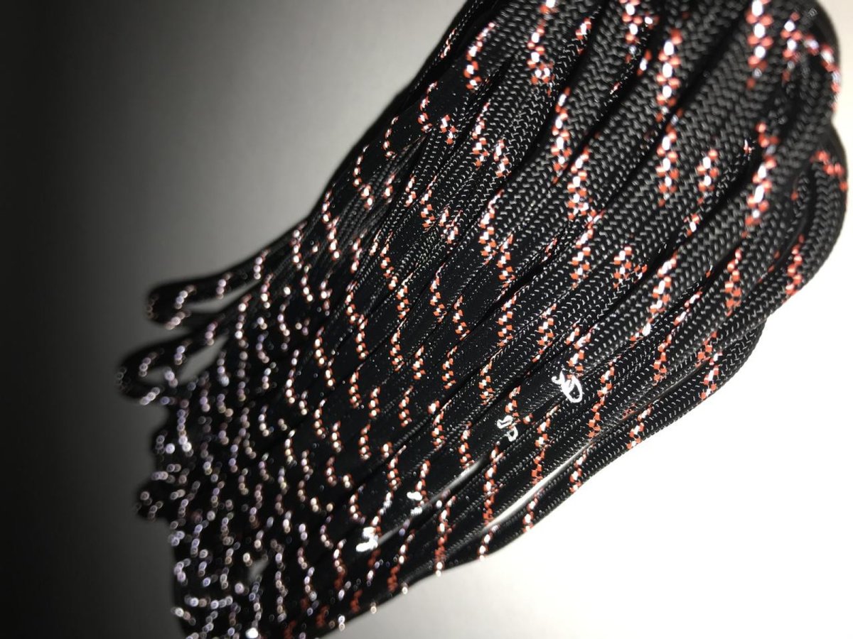 Yakattack USA Made 550 Paracord w/ Reflective Tracer, 35 ft, Black/Orange - 3