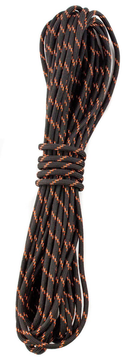 Yakattack USA Made 550 Paracord w/ Reflective Tracer, 35 ft, Black/Orange