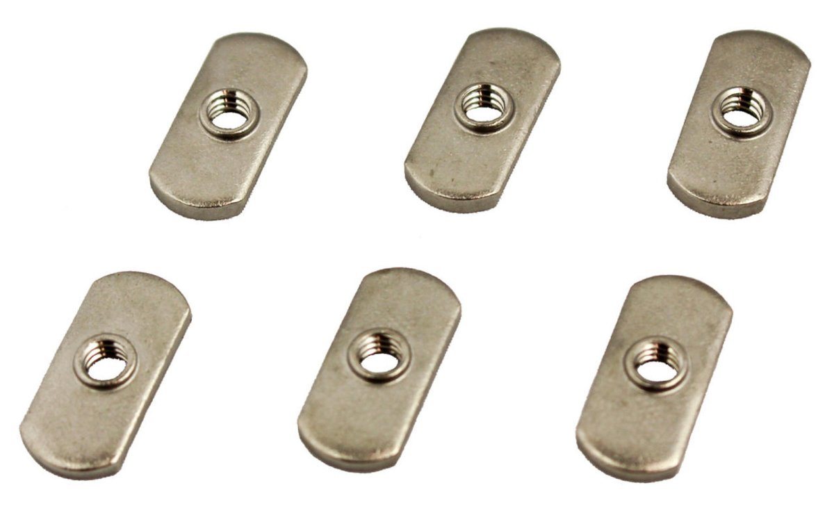 Yakattack Track Nut, 1/2inch wide, 1/4-20 threads, 18-8 SS, 6 pack - 3