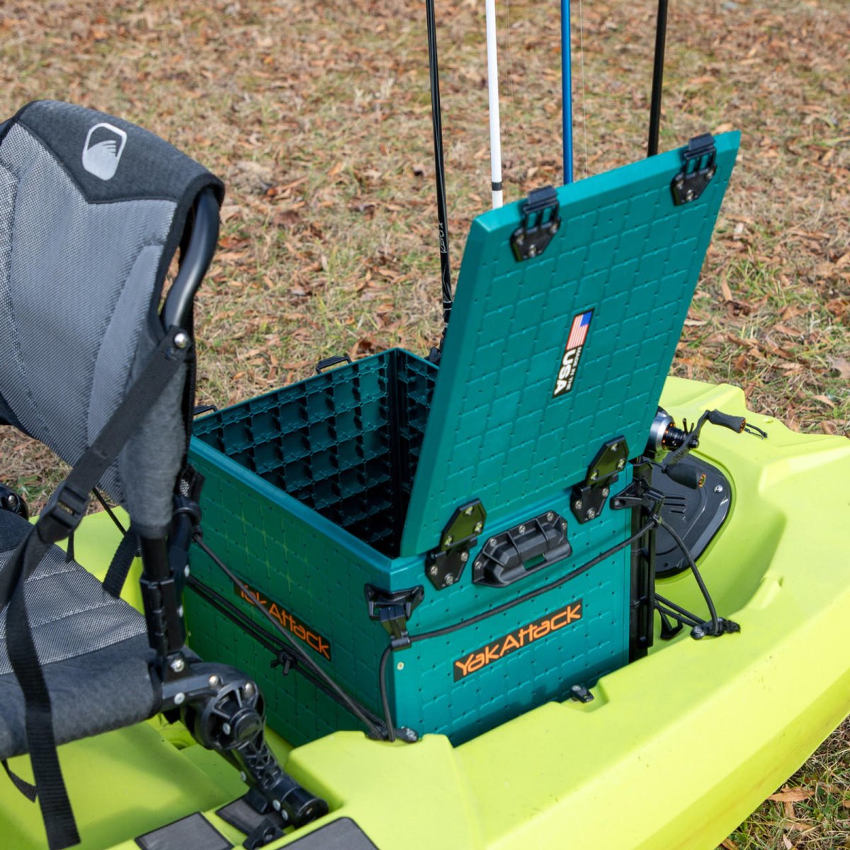 Yakattack BlackPak Pro, 13 x 16 x 13, Emerald Green, Includes lid and 4 rod holders (limited edition) - 7