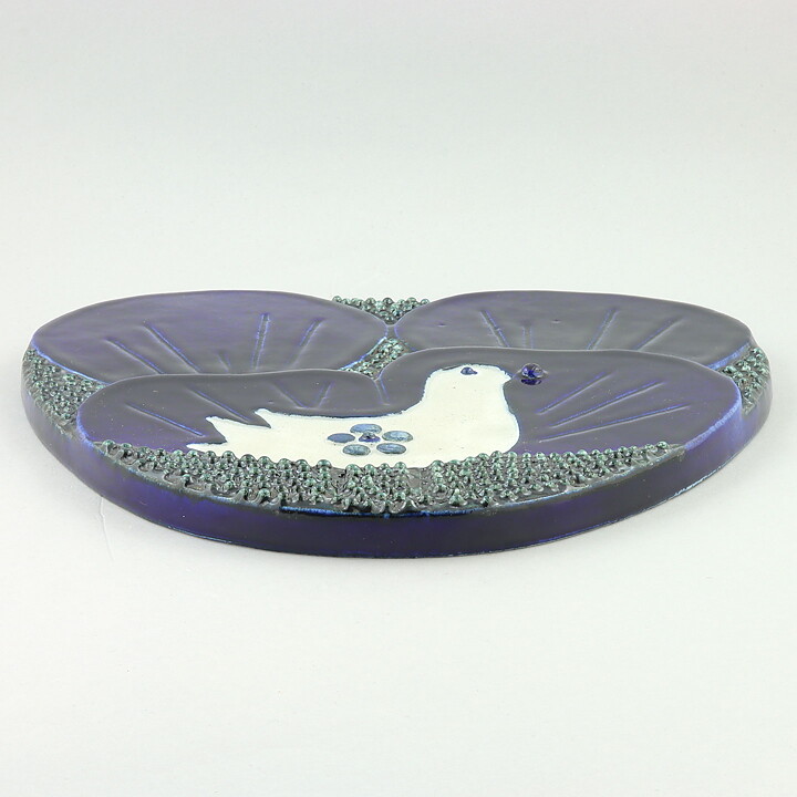 シルヴィア・レウショヴィウス  青い鳥の陶板   Wall Plaque   1970年代 (2)