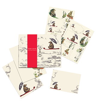 Elise Hurst : Storytime Mondoodle Flying Bear  -  Letter Writing Set  Brevpapper, kuvert och stickers i matchande mapp