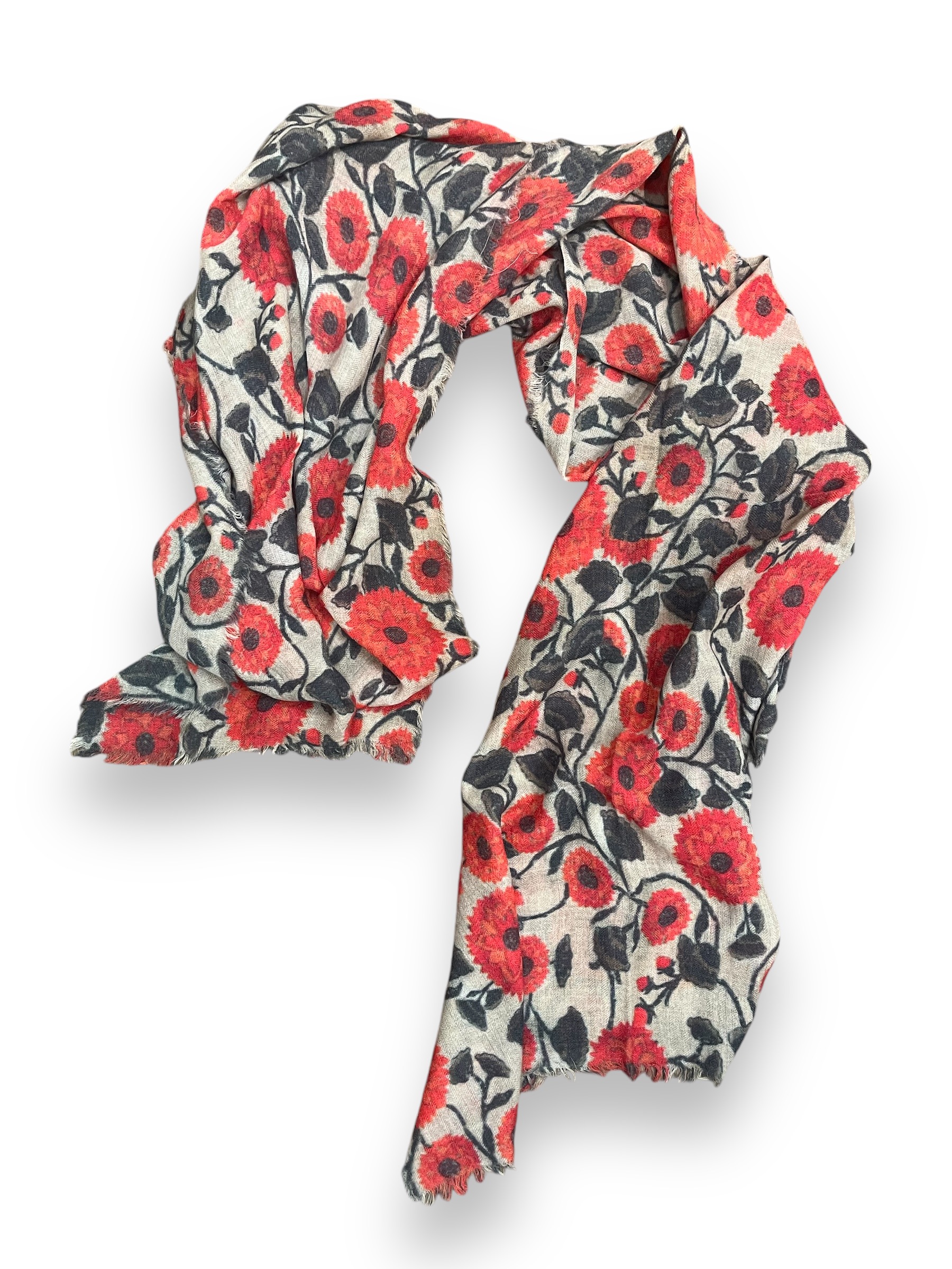CasaComo, wool shawl, flower red - 2