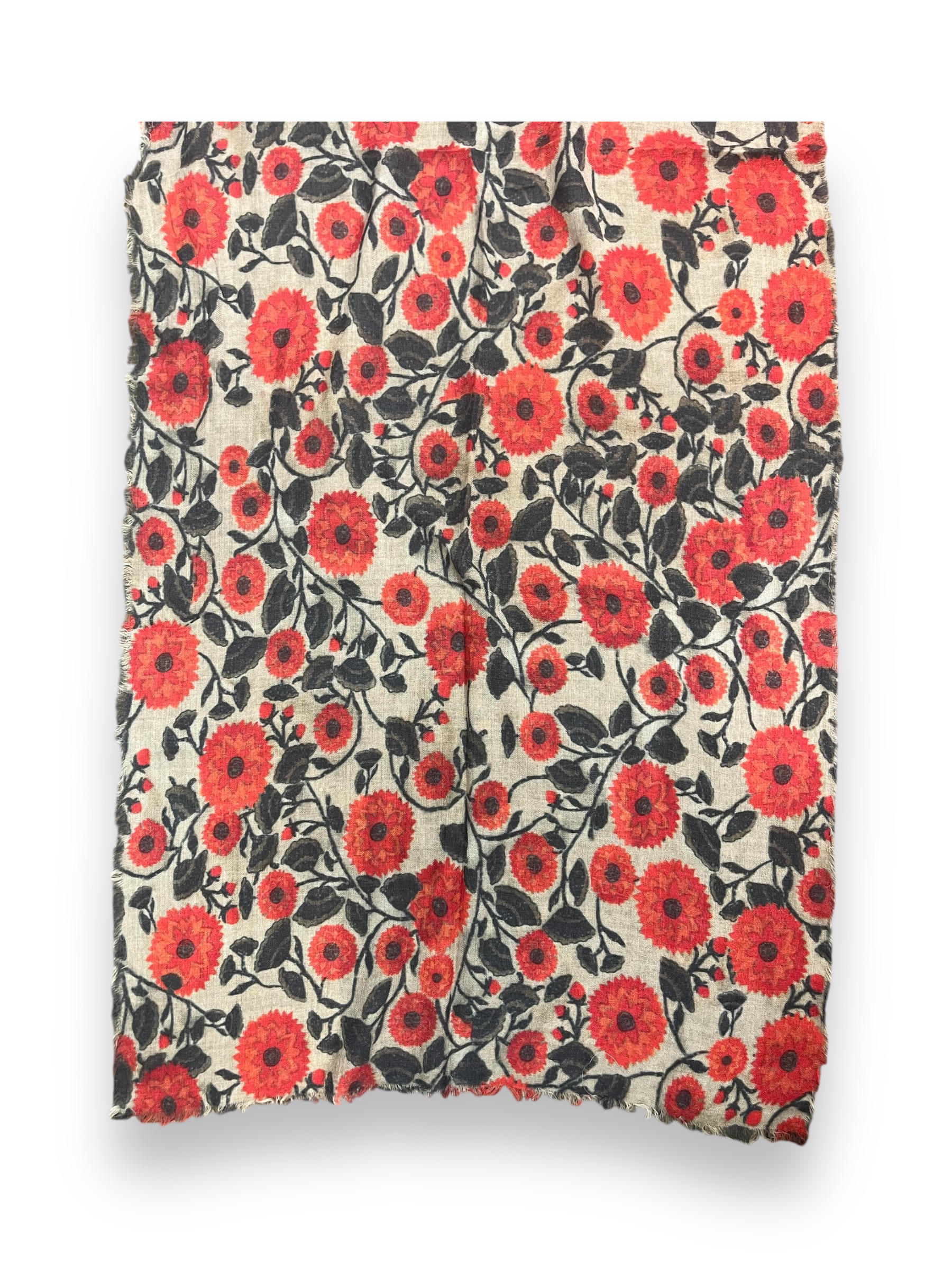CasaComo, wool shawl, flower red
