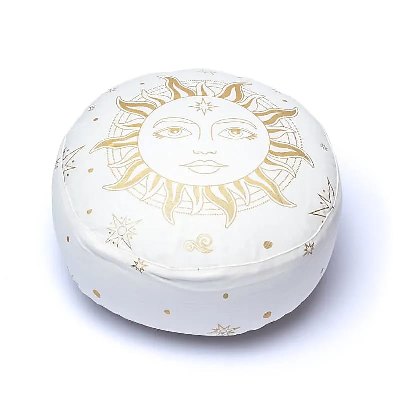 Vit Meditationskudde  med Solen och stjärnor 