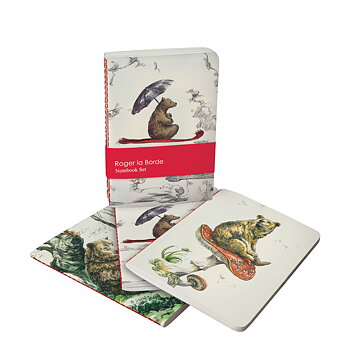 Elise Hurst : Storytime Mondoodle Flying Bear  - Notebook Set  3 st Skrivböcker med sydd rygg och med omväxlande linjerade och olinjerade sidor A6
