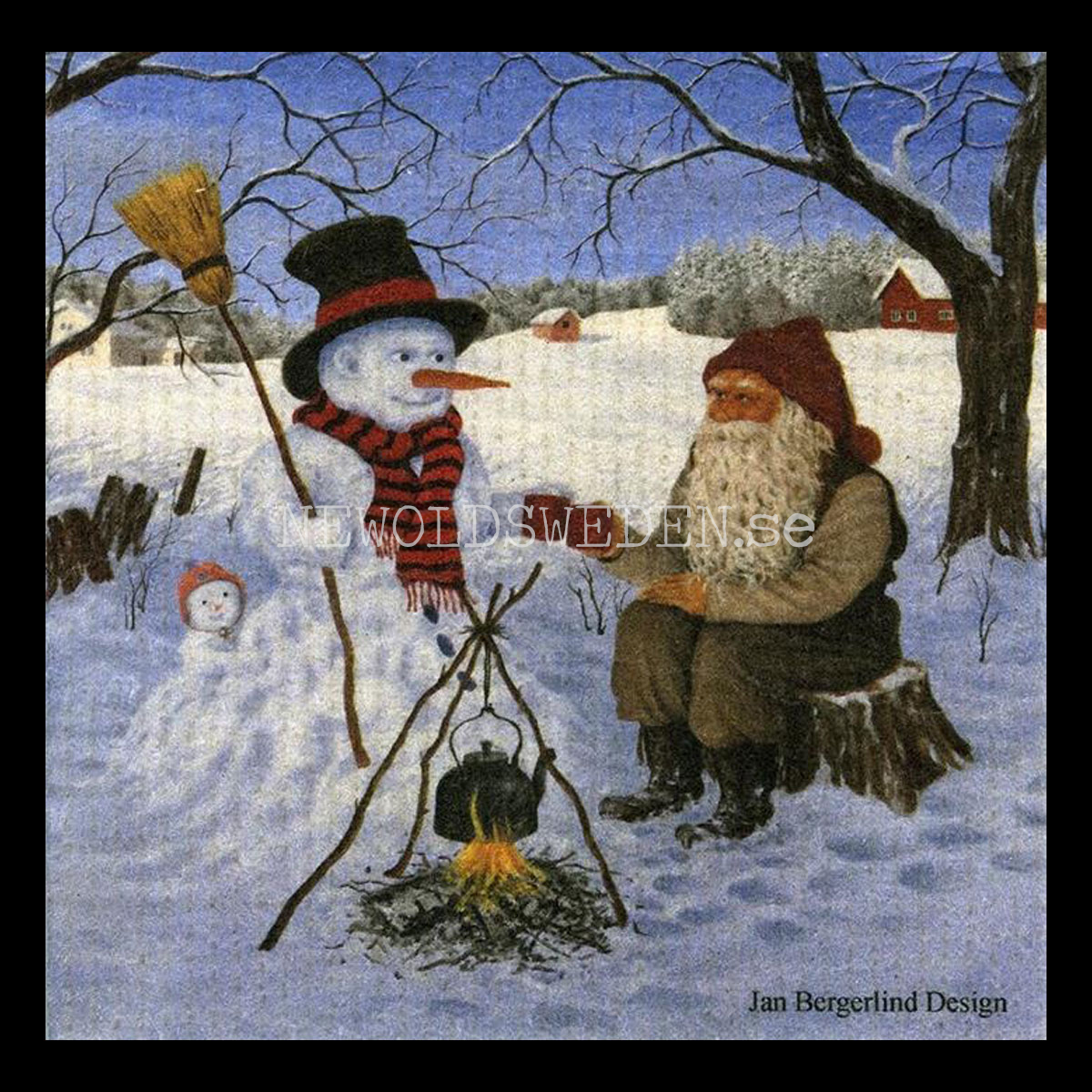 Disktrasa - Snögubbe-Fika - 19.5 x 19.5 cm - Jan Bergerlind