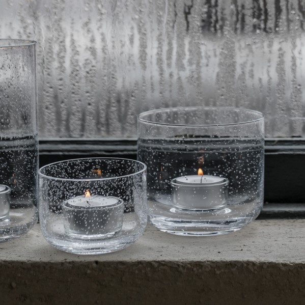 Ljuslykta av bubbligt glas höjd 9 cm - Ernst