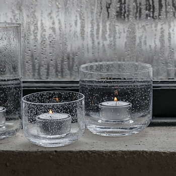 Ljuslykta av bubbligt glas höjd 9 cm - Ernst