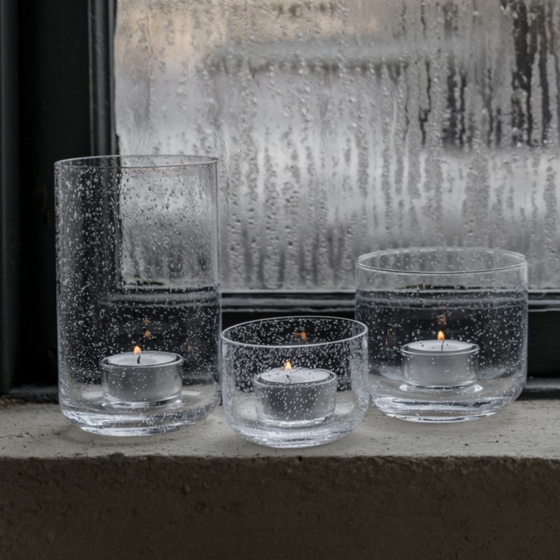 Ljuslykta av bubbligt glas höjd 9 cm - Ernst - 2