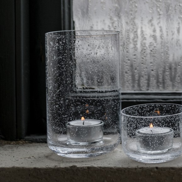 Ljuslykta av bubbligt glas höjd 15 cm - Ernst
