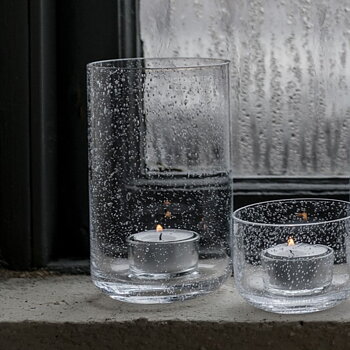 Ljuslykta av bubbligt glas höjd 15 cm - Ernst