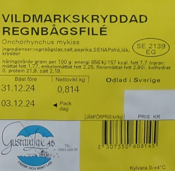 Gustavalax, vildmarkskryddad varmrökt hel regnbågsfilé - 2