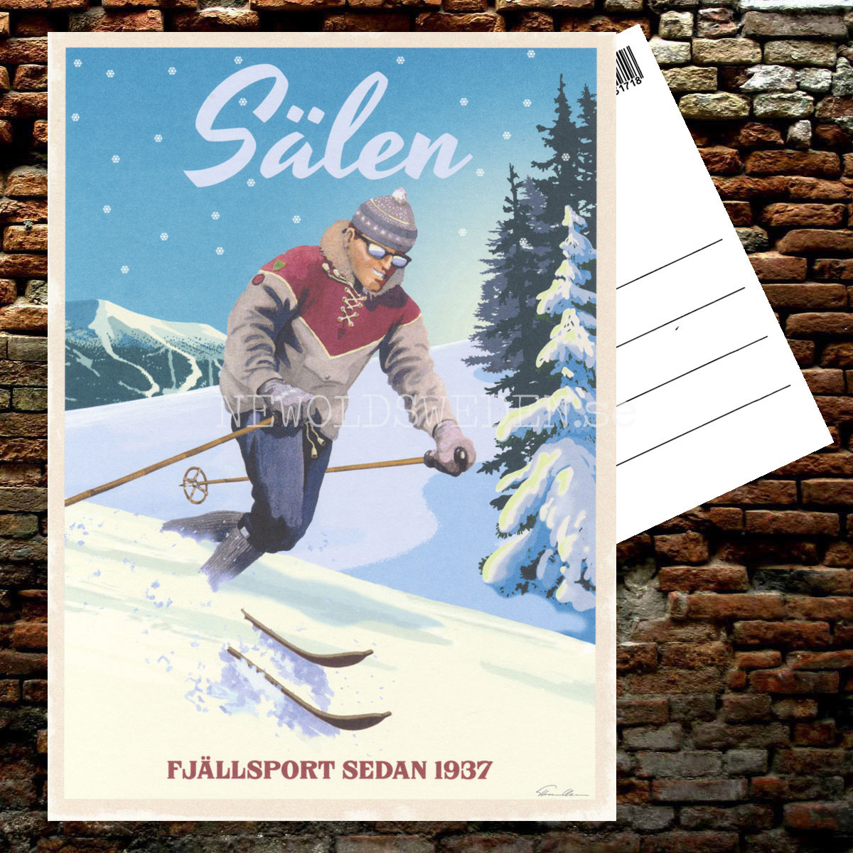 SÄLEN 1937 VINTERSPORT - Vykort 13 x 18 cm - ThomasO - 550 - 2
