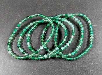 Grön Band Agat Armband  - 4mm Pärlor