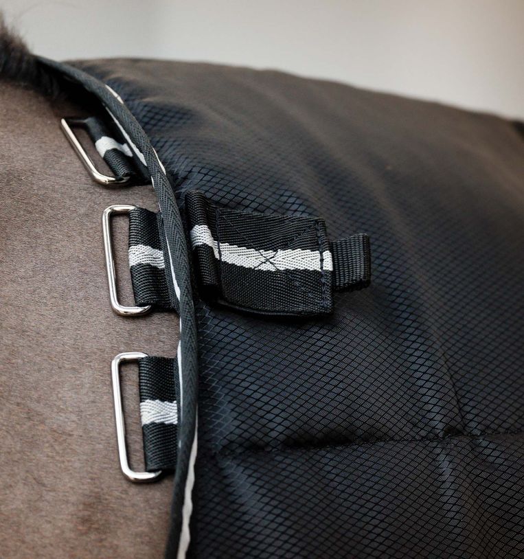 Horseware Easy-Layer Stable Rug Plus 200g - Black/Black & Silver - Shine-enhancing