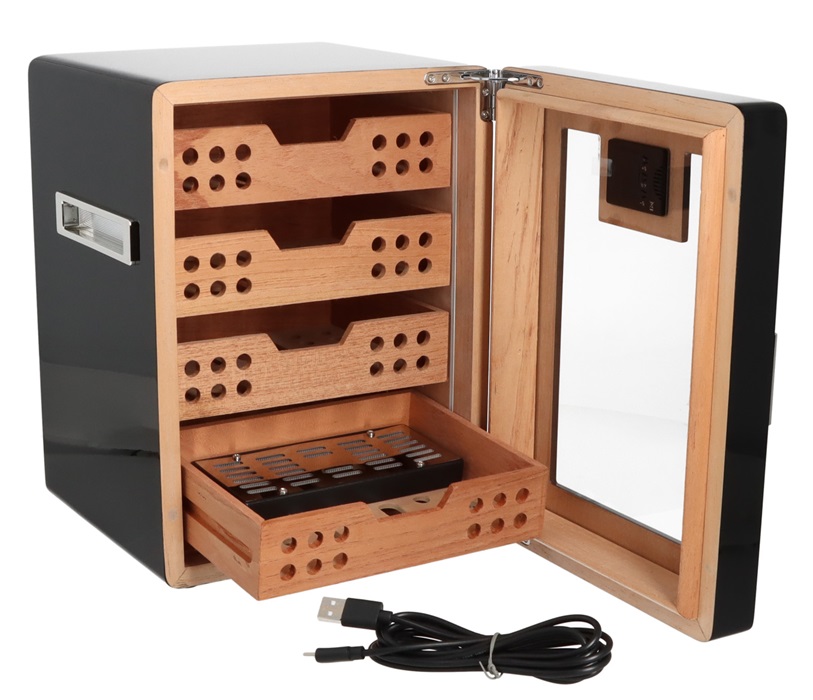 Angelo Cabinet LED Humidor Glossy - Lyxig Humidor för 50-60 Cigarrer ...