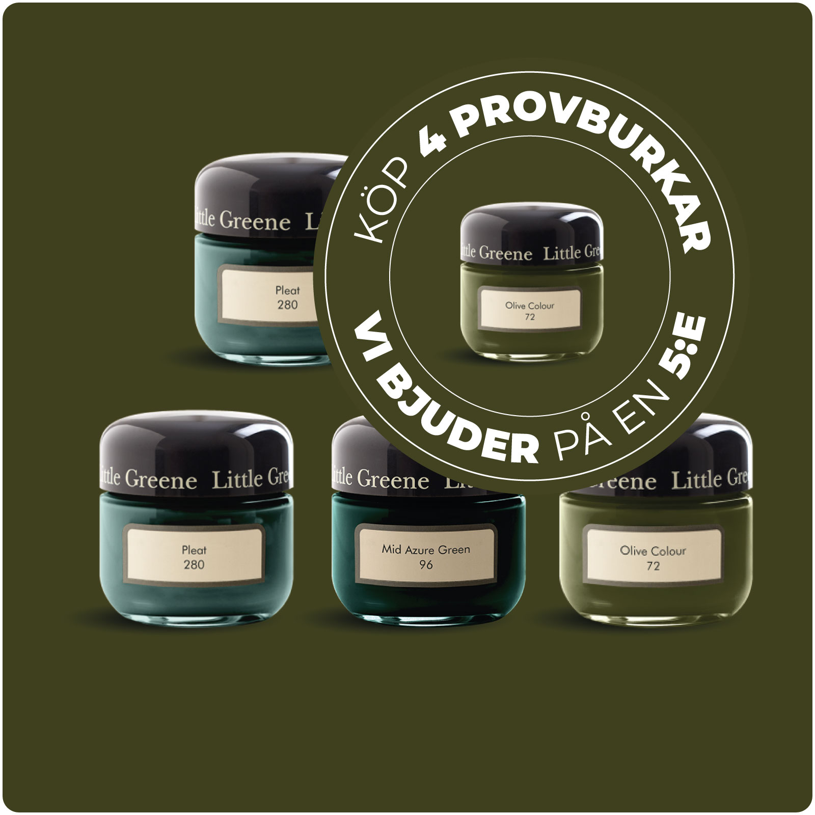 LITTLE GREENE PROVBURKS-KIT! KÖP 4 FÅ 5, 0.1Lx5