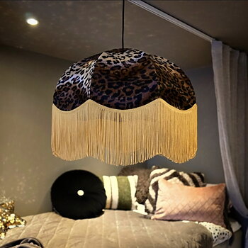 Taklampa Retro 50 - Leopard/Gul frans