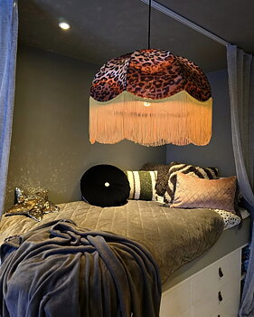 Taklampa Retro 50 - Leopard/Gul frans