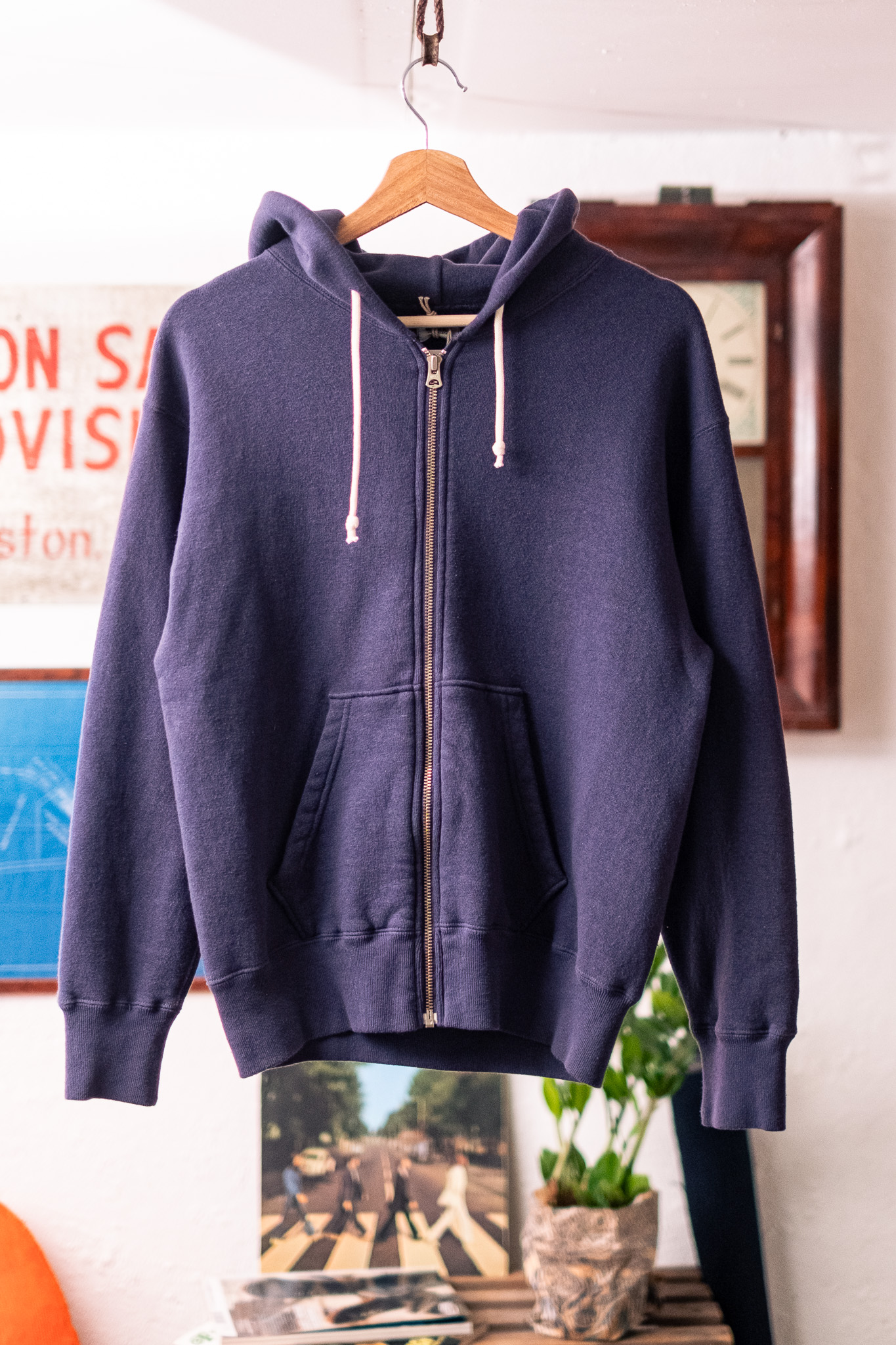 Dubbleworks - Loop Wheel Zip-Up Sweatshirt Hoodie Navy