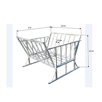 Foderhäck öppen kantig 1,1x1,5x1,5m varmgalvad