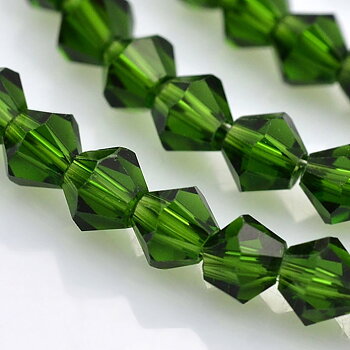 Glaspärlor bicone grön 4mm ca 82st