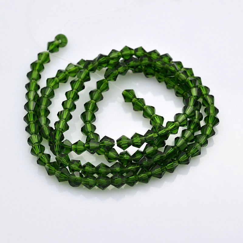 Glaspärlor bicone grön 4mm ca 82st