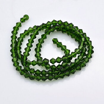 Glaspärlor bicone grön 4mm ca 82st