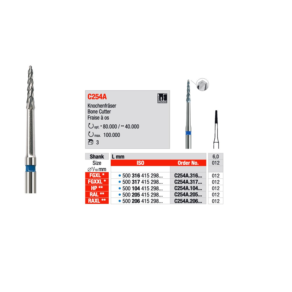 Edenta® HST Bone Cutter C254A 104 012, 3st