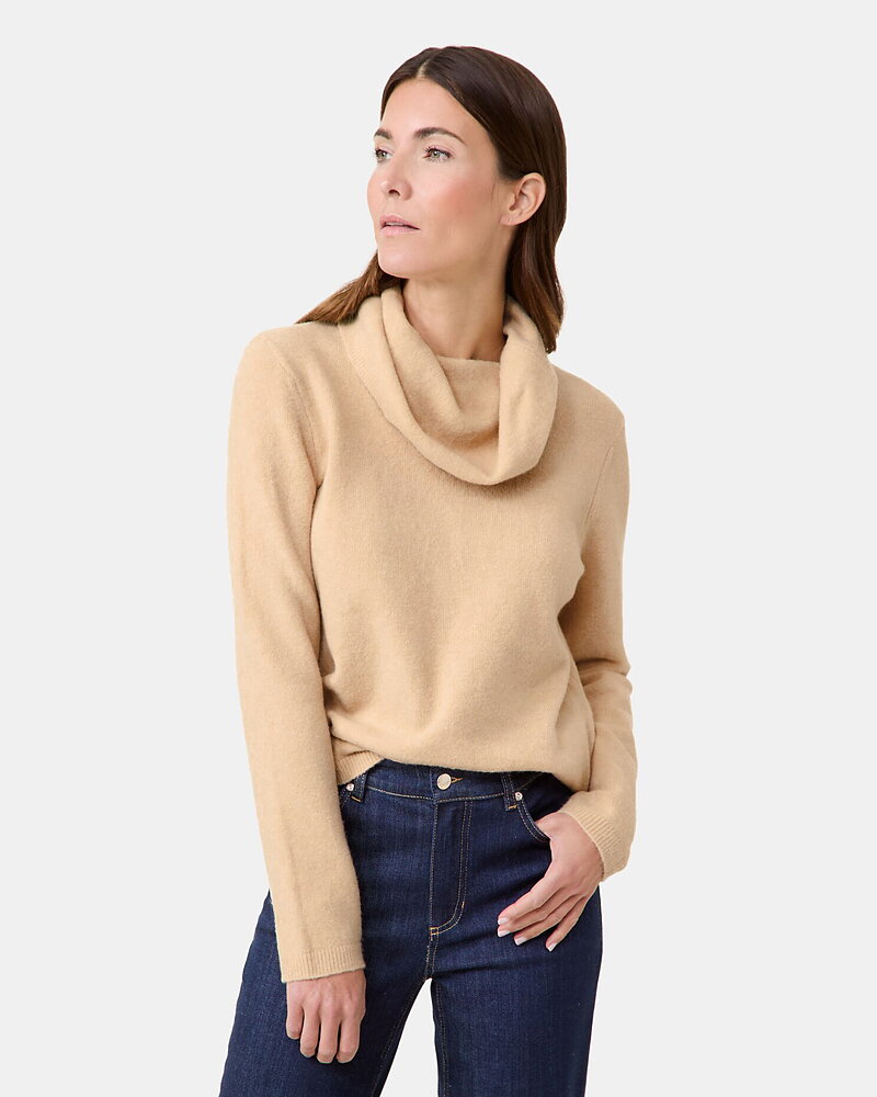 Polojumper med stor krage beige