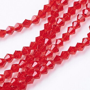 Glaspärlor bicone röd 4mm ca 82st