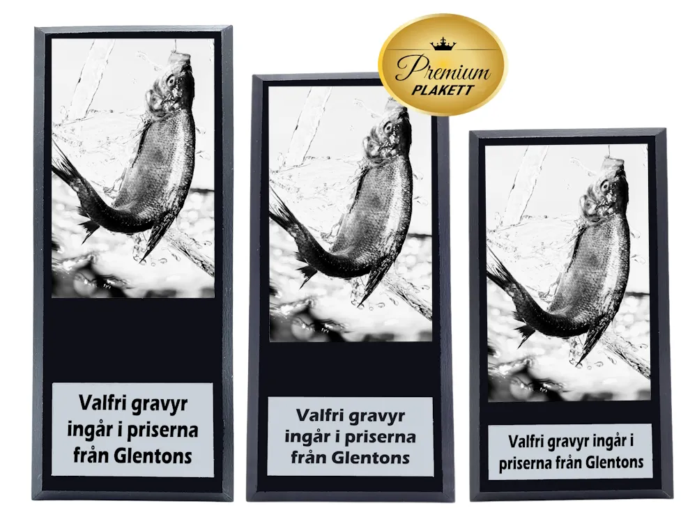 Träplakett premium- Fiske
