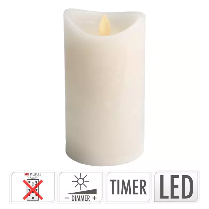 Led ljus 15cm med levande flamma-effekt, yta av äkta vax
