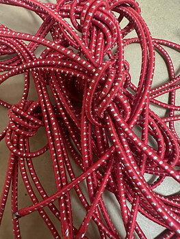 Elastiska  skosnören 60 cm,  röd/silver