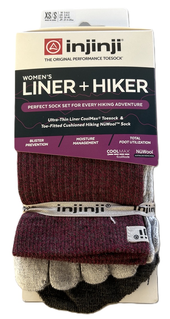 Injinji Naisten Liner + Hiker Maroon/ Heather Grey (ruskeankeltainen/ kanervanharmaa) - 2