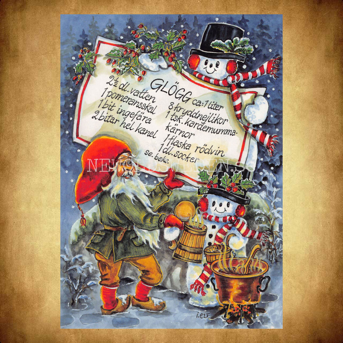Glögg - Julkort Receptvykort - Ingrid Elf - 960 - 3