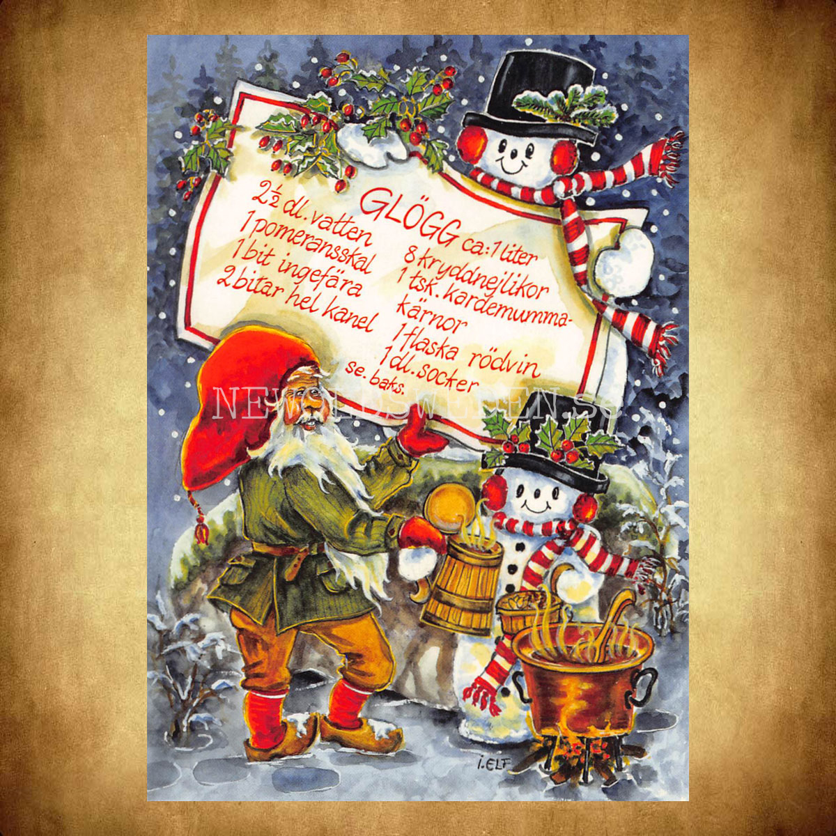 Glögg - Julkort Receptvykort - Ingrid Elf - 960 - 3