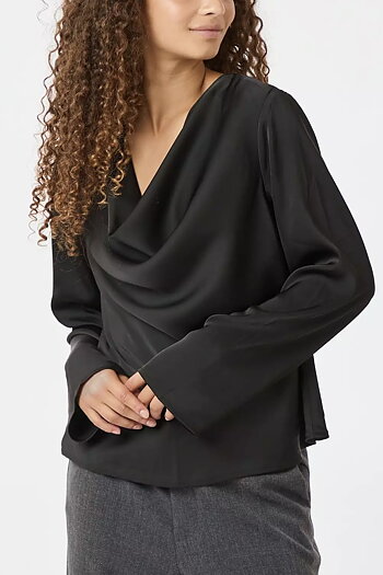 Neo Noir  - Vallista Soft Satin Blouse Black