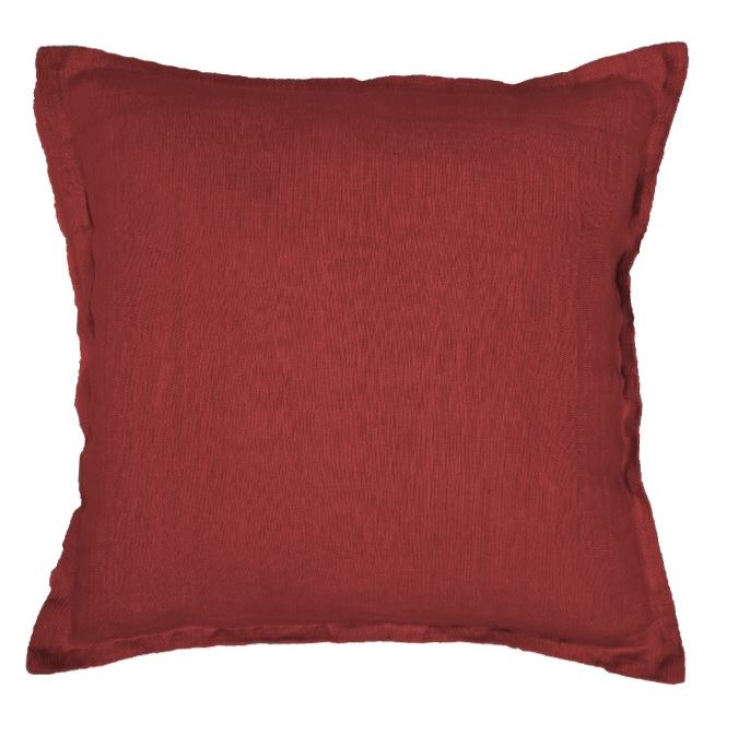Linne kuddfodral 45x45 mörkröd
