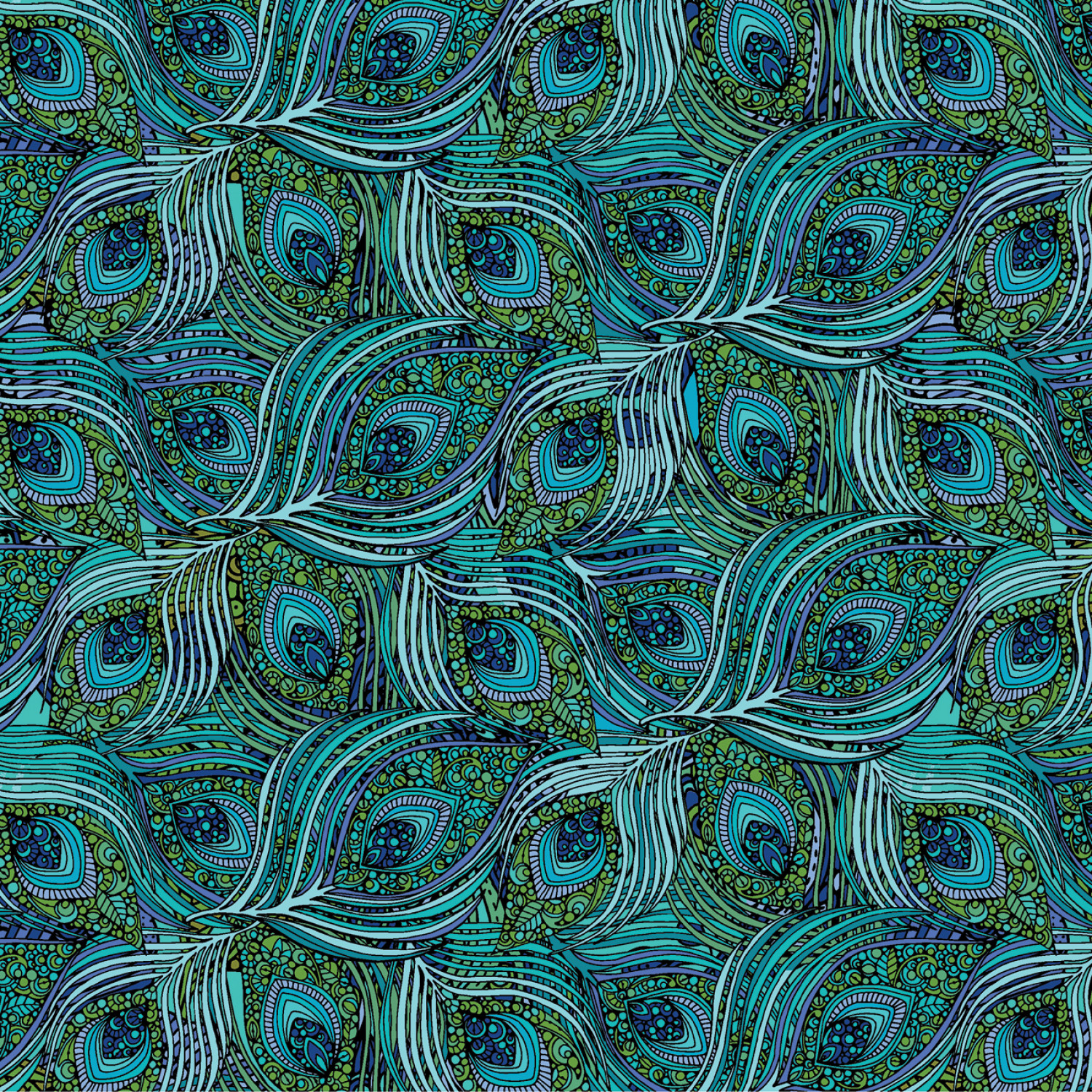Alluring Peacock - Featherly Turquoise (30 x 110 cm)