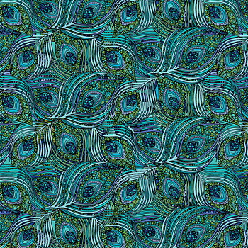 Alluring Peacock - Featherly Turquoise (30 x 110 cm)