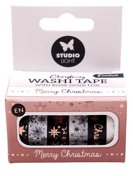 Studio Light Washi Tape Black/White Rose Gold Christmas Essentials EN (6 pc)