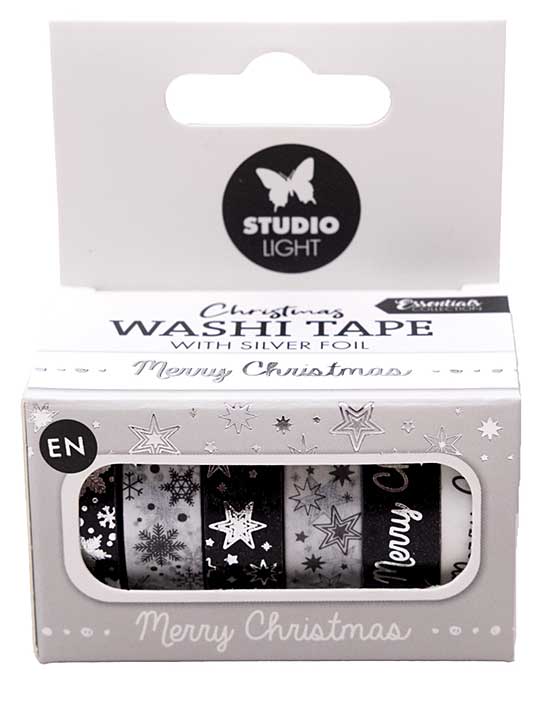 Studio Light Washi Tape Black/White  Silver Christmas Essentials EN (6 pc)