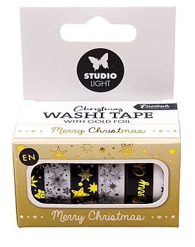 Studio Light Washi Tape Black/White  Gold Christmas Essentials EN (6 pc)
